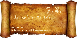 Fábján Mirkó névjegykártya