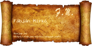 Fábján Mirkó névjegykártya